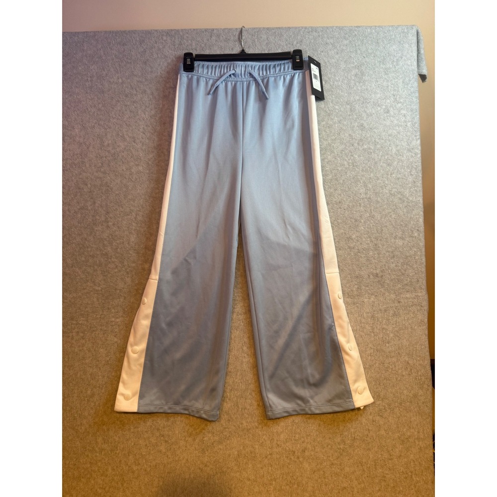 Converse High Rise Track Pants Light Blue White Side Stripe Snap Button Wide Leg